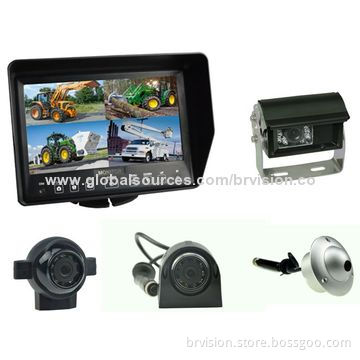 Vehicle safety backup camera system with 7.0inch quad monitor and waterproof cameraNew